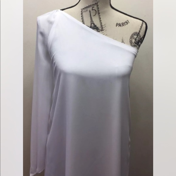 New Vero Moda One Shoulder White Women Dress Shirt Medium Soft Bell Sleeve - Picture 2 of 12